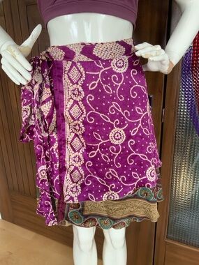 DARN GOOD YARN 100% Silk Wrap Skirt, Sz 4-12, NWT
